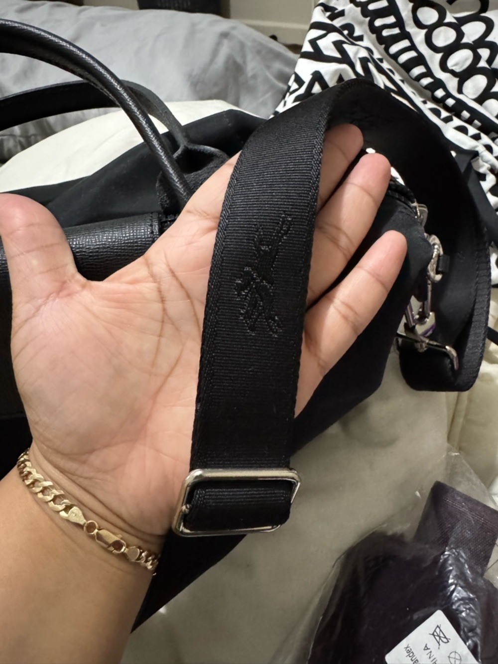 Longchamp Black Satchel with Adjustable Shoulder Strap